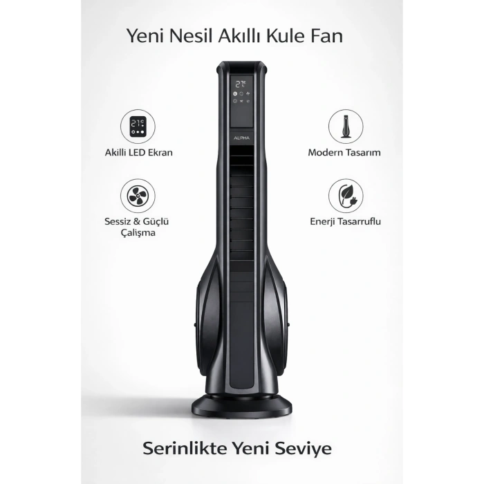 Auhma ACFN09 Turbo Akıllı Fan - Hava Temizleme & Aromaterapi Özellikli - 70W Kule Tipi Fan