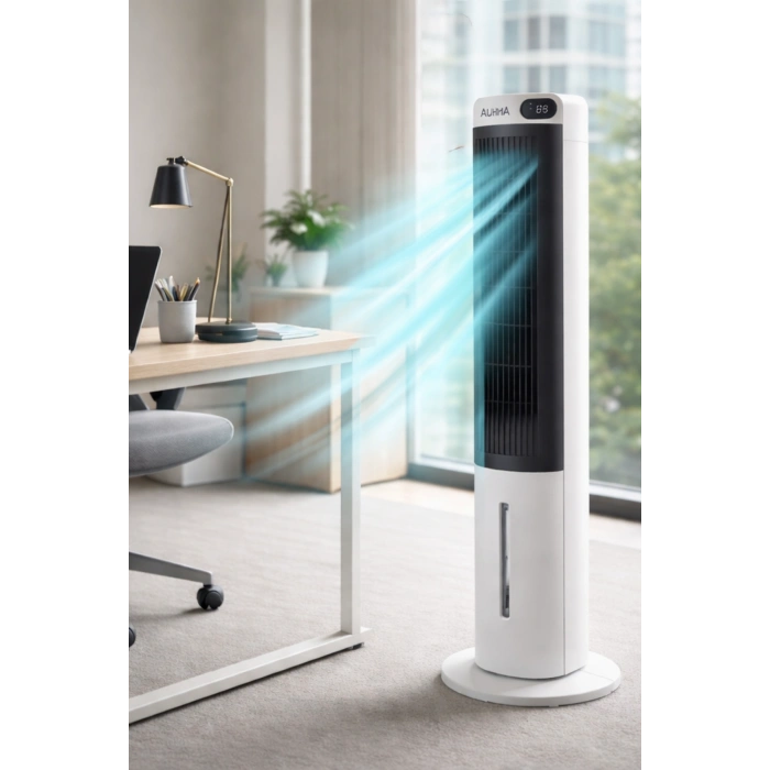 Auhma ACFN07 70W Sulu Soğutucu Kule Tipi Vantilatör - 3L Su Tankı, Uzaktan Kumandalı, LED Ekranlı