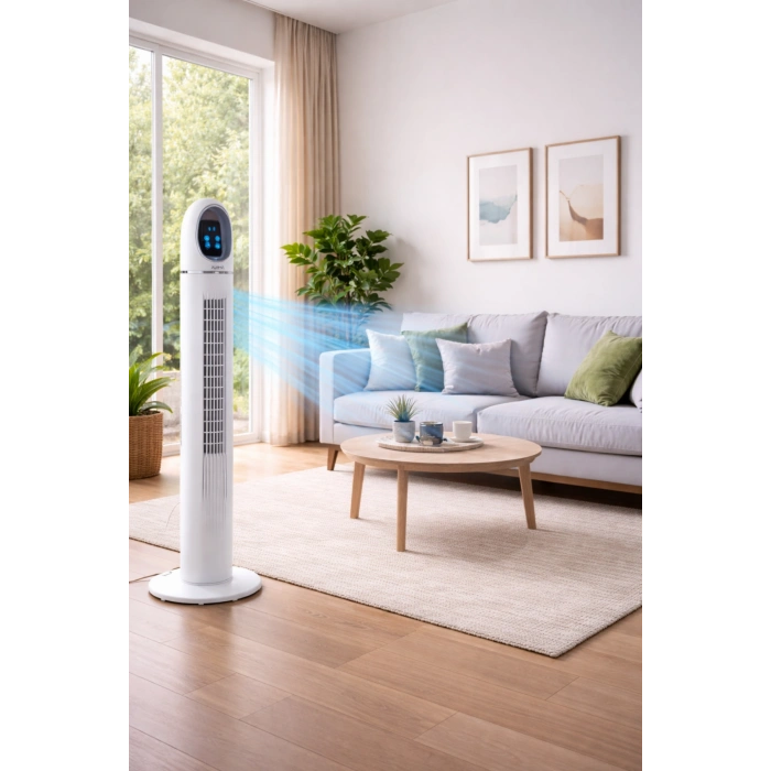 Auhma ACFN06 45W Kule Tipi Vantilatör - Uzaktan Kumandalı, Dokunmatik LED Ekranlı, 3 Modlu Sessiz Vantilatör