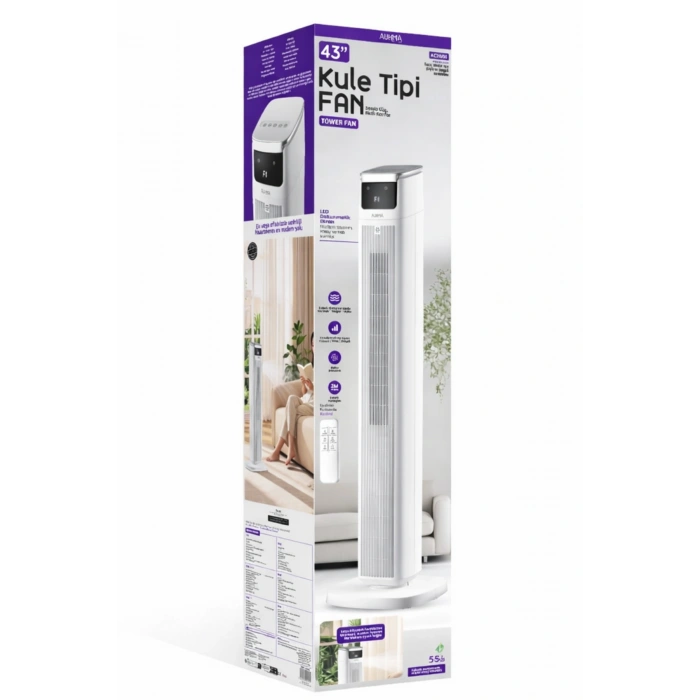 Auhma ACFN05 45W Kule Tipi Vantilatör ? Uzaktan Kumandalı, Dokunmatik Ekranlı & Koku Difüzörlü Sessiz Serinletici