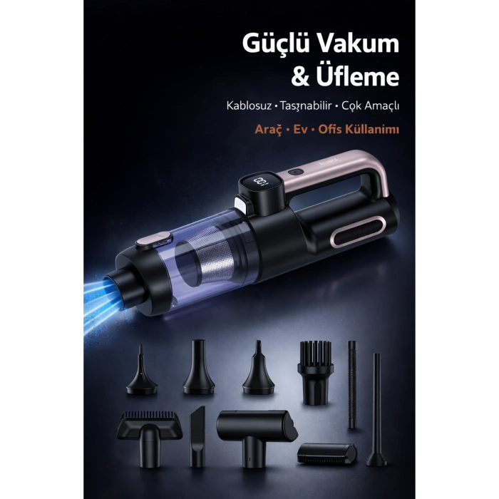 Auhma AHV-43 Şarjlı El Süpürgesi - 20.000 Pa Yüksek Emiş Gücü, 120W