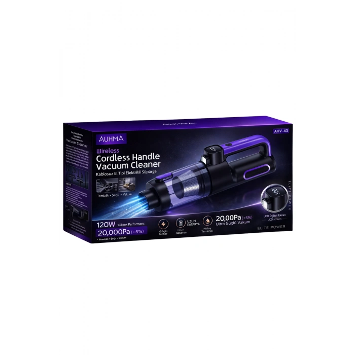 Auhma AHV-43 Şarjlı El Süpürgesi - 20.000 Pa Yüksek Emiş Gücü, 120W