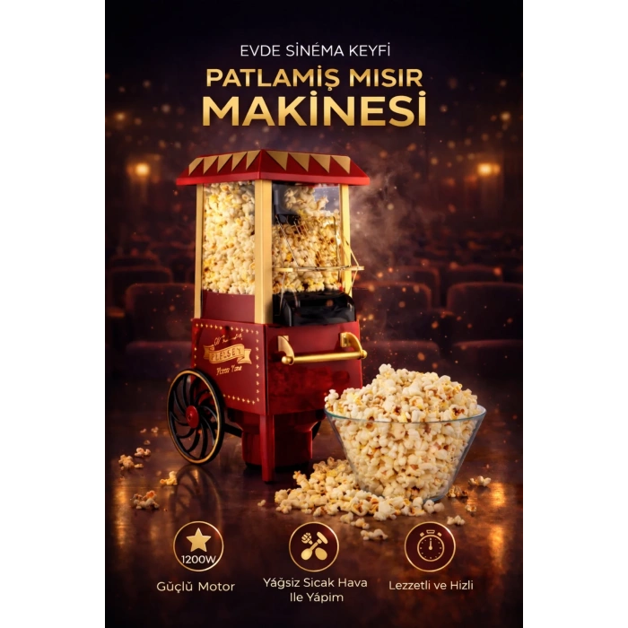 Torima Tpm01 Mısır Patlatma Makinesi Yağsız Ev Tipi Popcorn Makinesi