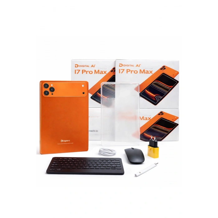 Doyda I7 Pro Max 10.1 AI Tablet Seti - Klavye, Mouse, Stylus Kalem Hediyeli - Turuncu