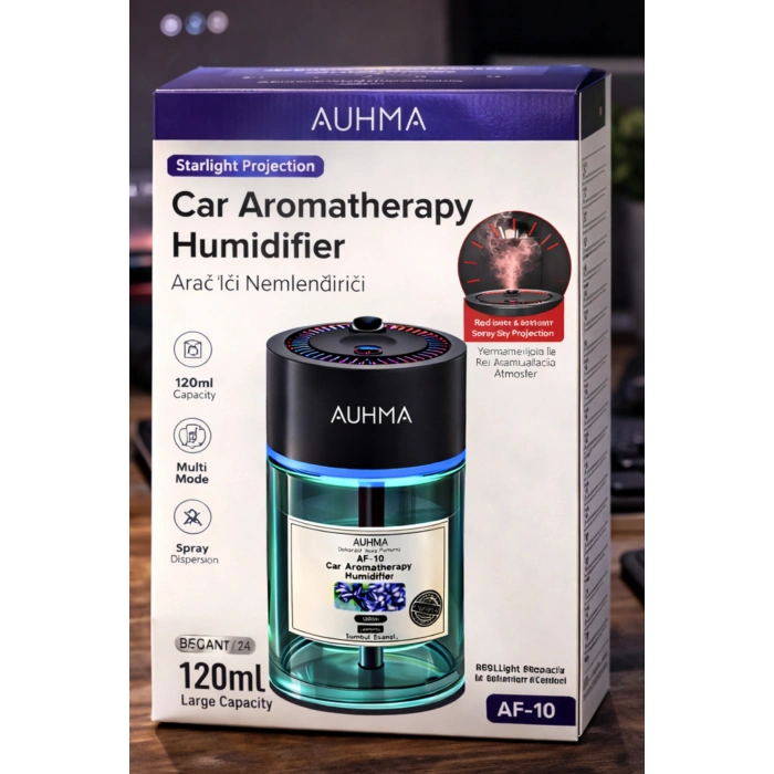 Auhma AF-10 Şarjlı Araç İçi Nemlendirici & Aromaterapi Difüzörü - Yıldız Projeksiyonlu, 120ml