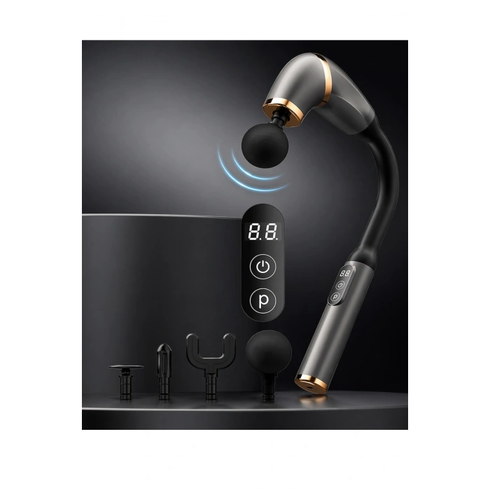 Auhma Amg16 Ergonomik Uzun Saplı Vücut Masaj Aleti - 4 Başlıklı Fonksiyonel Masaj Seti