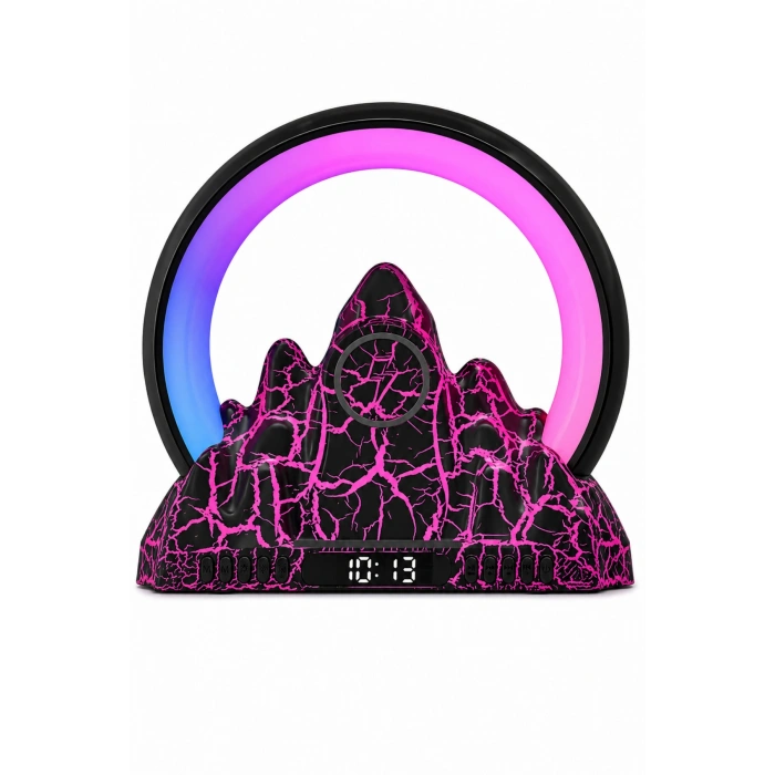 JRL NL20 Akıllı Volkanik Lambası - Bluetooth Hoparlör, Uygulama Kontrollü RGB Gece Lambası ve Çalar Saat