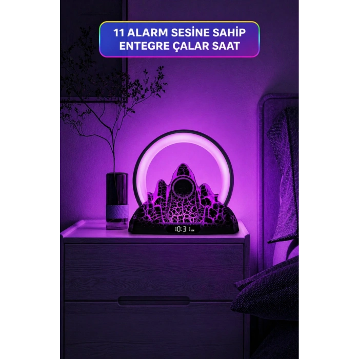 JRL NL20 Akıllı Volkanik Lambası - Bluetooth Hoparlör, Uygulama Kontrollü RGB Gece Lambası ve Çalar Saat