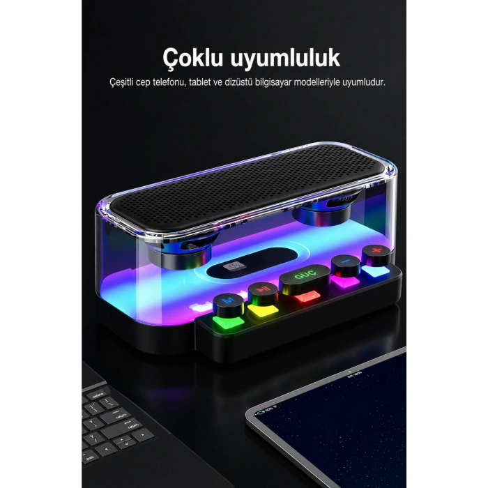 Jrl Z6 RGB Işıklı Kablosuz Bluetooth Hoparlör - Mekanik Klavye Tuşlu, Speaker