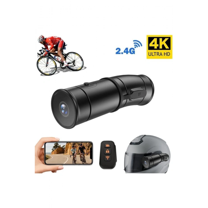 Glr V8 Dual Channel 4K Ultra HD Motosiklet Kask Kamerası - Çift Yönlü Kayıt, WiFi, Gece Görüşü, 170 Geniş Açı