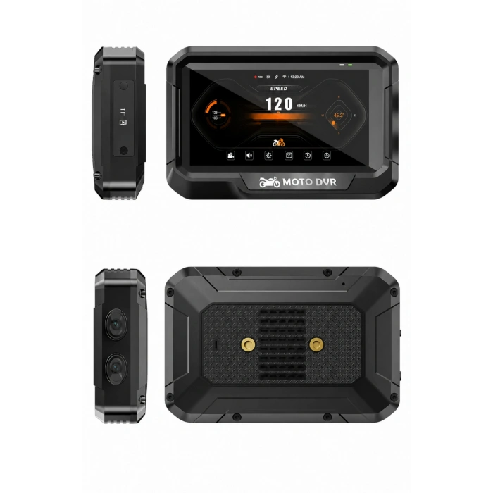 Glr T10 Motosiklet Kamera Kayıt Cihazı - Kablosuz CarPlay & Android Auto, Dual Kamera, GPS ve TPMS Desteği