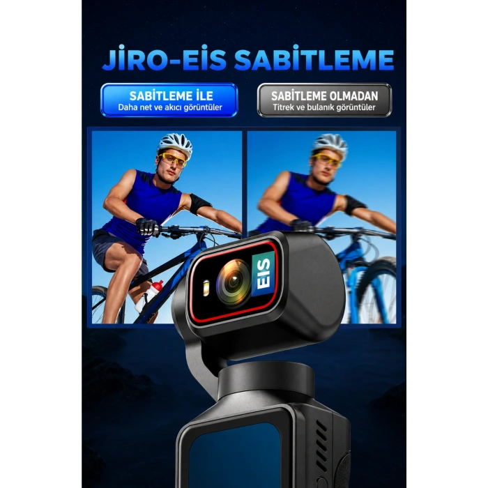 Glr L19 4K Ultra HD Wi-Fi Vlog Kamerası 180 Dönebilir Lens, 6 Eksenli Sarsıntı Önleyici (Gimbal Destekli)