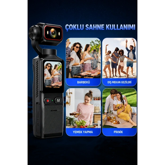 Glr L19 4K Ultra HD Wi-Fi Vlog Kamerası 180 Dönebilir Lens, 6 Eksenli Sarsıntı Önleyici (Gimbal Destekli)