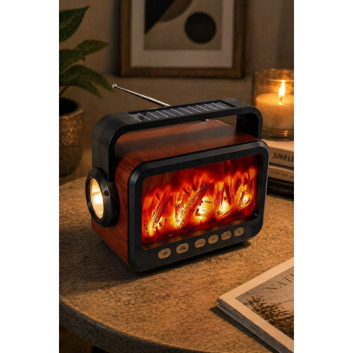 Fepe FP-337-S Solar Panelli FM Radyo ve Şömine Efektli Bluetooth Speaker