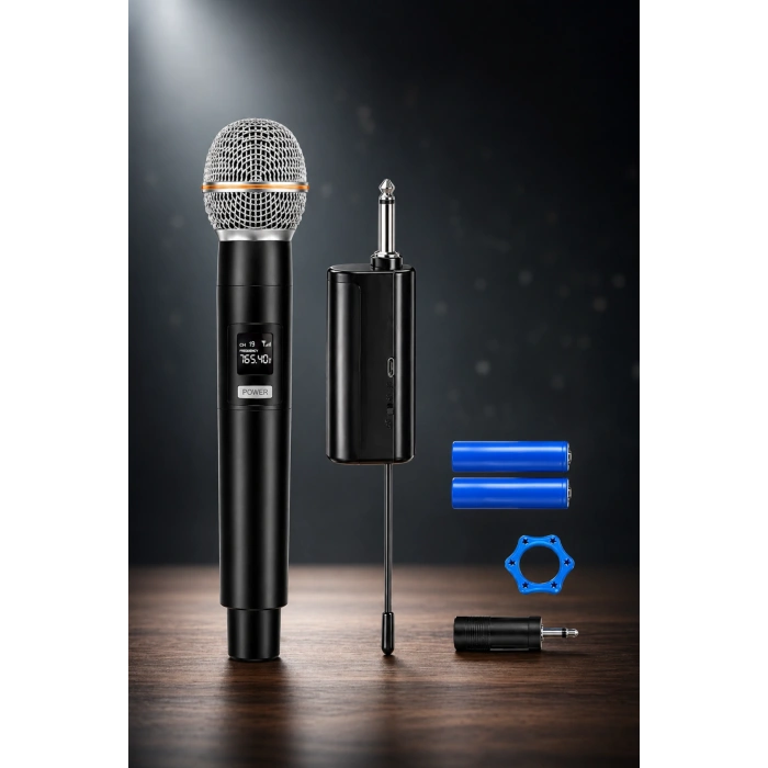 Glr WN-05 Profesyonel Şarj Edilebilir Kablosuz El Mikrofonu  Universal UHF Mikrofon Seti