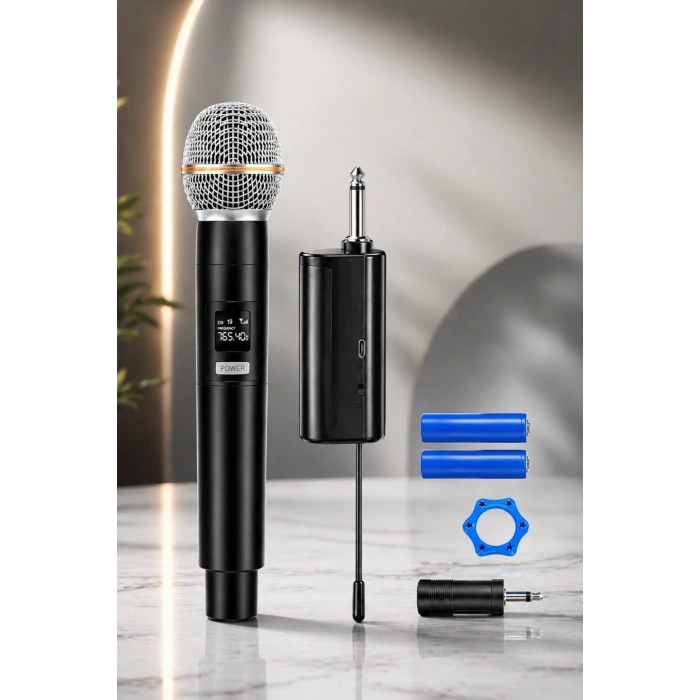 Glr WN-05 Profesyonel Şarj Edilebilir Kablosuz El Mikrofonu  Universal UHF Mikrofon Seti