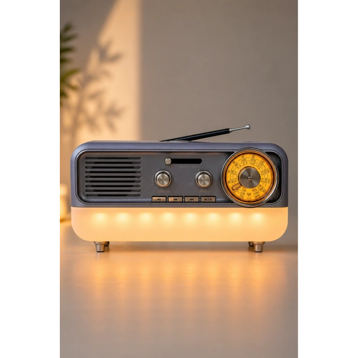 Meier MD-1314BT Gri Nostaljik Radyo - Bluetooth 5.4, Girişli, Şarjlı Retro Görünümlü Hi-Fi Hoparlör