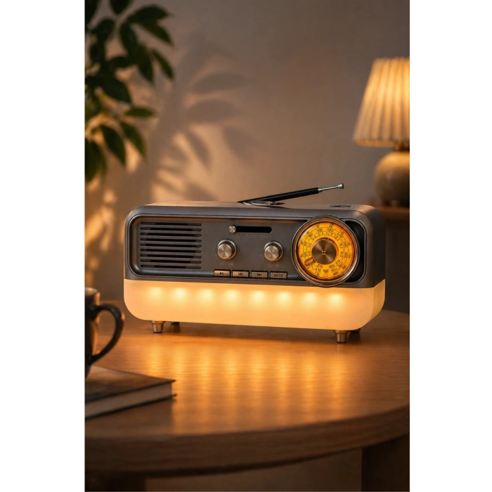 Meier MD-1314BT Gri Nostaljik Radyo - Bluetooth 5.4, Girişli, Şarjlı Retro Görünümlü Hi-Fi Hoparlör