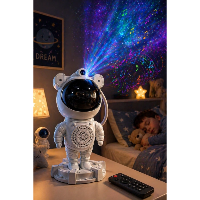 Glr MXS-003 Uzay Astronot Gökyüzü Lazer Projeksiyon ve Bluetooth Hoparlör Gece Lambası
