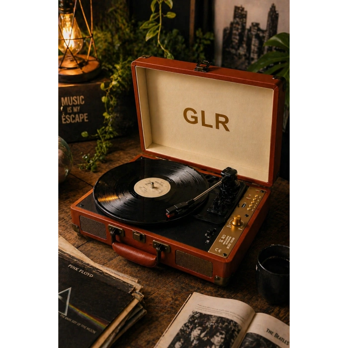 Glr 201 Nostaljik Çanta Pikap - Bluetooth  Şarjlı, USB Kayıt Özellikli, 3 Vitesli Plak Çalar