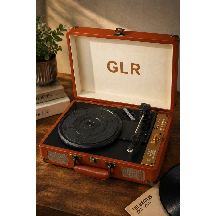 Glr 201 Nostaljik Çanta Pikap - Bluetooth  Şarjlı, USB Kayıt Özellikli, 3 Vitesli Plak Çalar