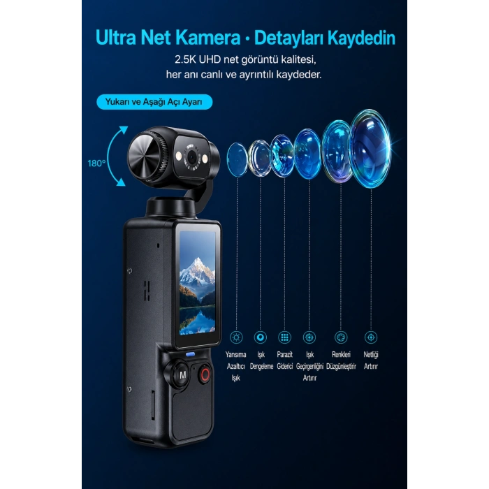 Glr Q7 180 Dönebilen Lensli Dijital CCD Vlog Kamerası - Nostaljik Fotoğraf Makinesi