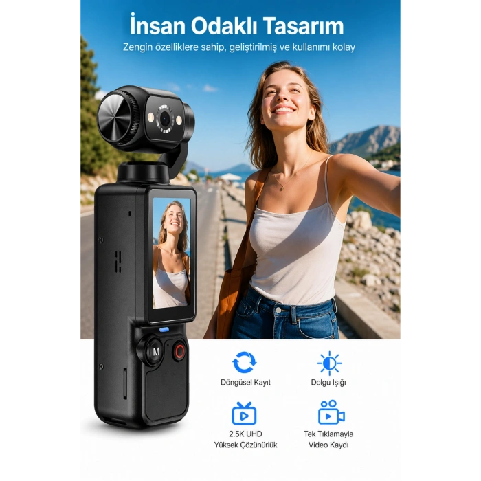 Glr Q7 180 Dönebilen Lensli Dijital CCD Vlog Kamerası - Nostaljik Fotoğraf Makinesi