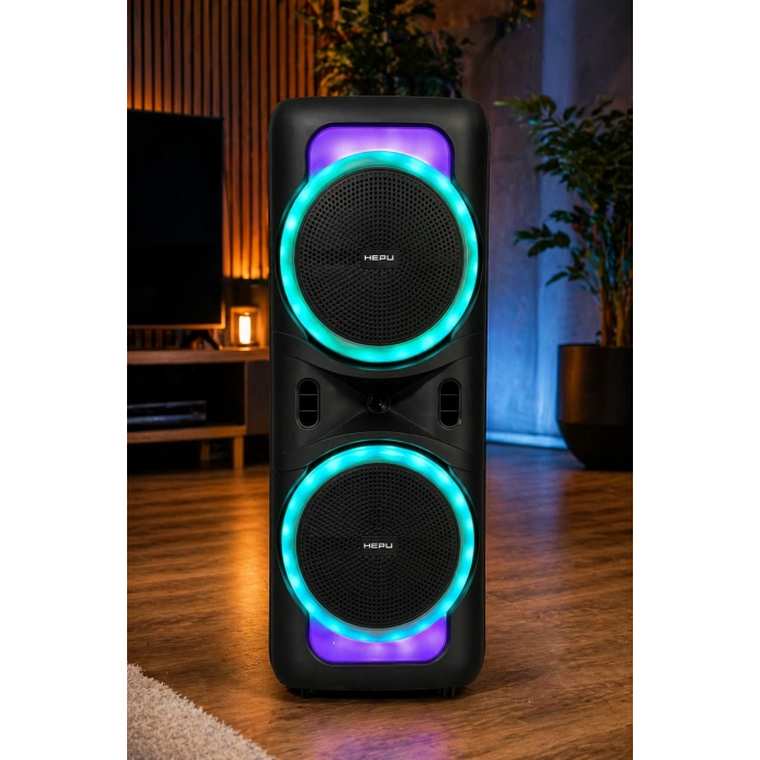 Hepu HP-118 8 İnç Bluetooth Partybox Hoparlör - 15W Işıklı, Mikrofonlu Ses Sistemi
