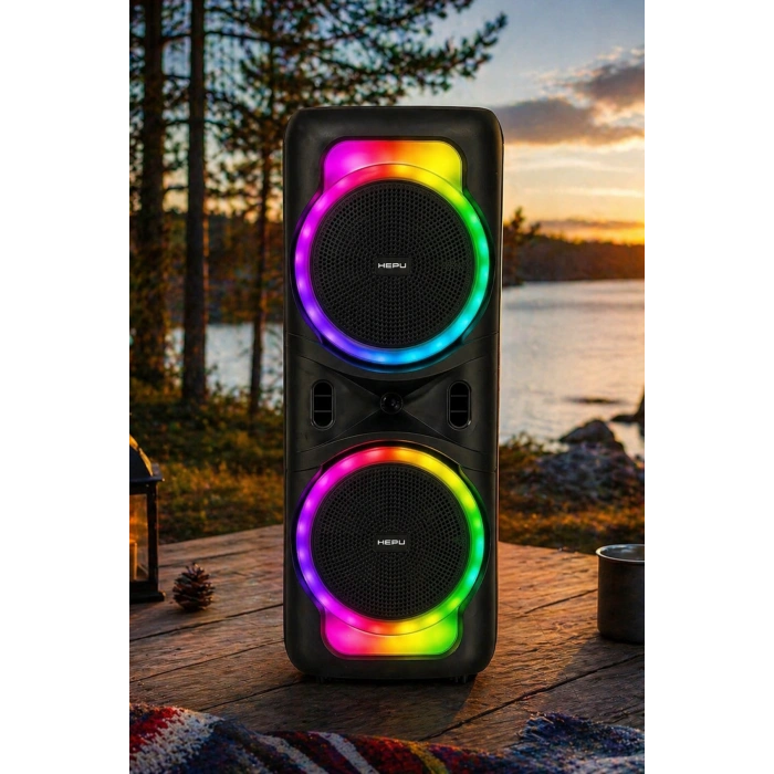 Hepu HP-118 8 İnç Bluetooth Partybox Hoparlör - 15W Işıklı, Mikrofonlu Ses Sistemi