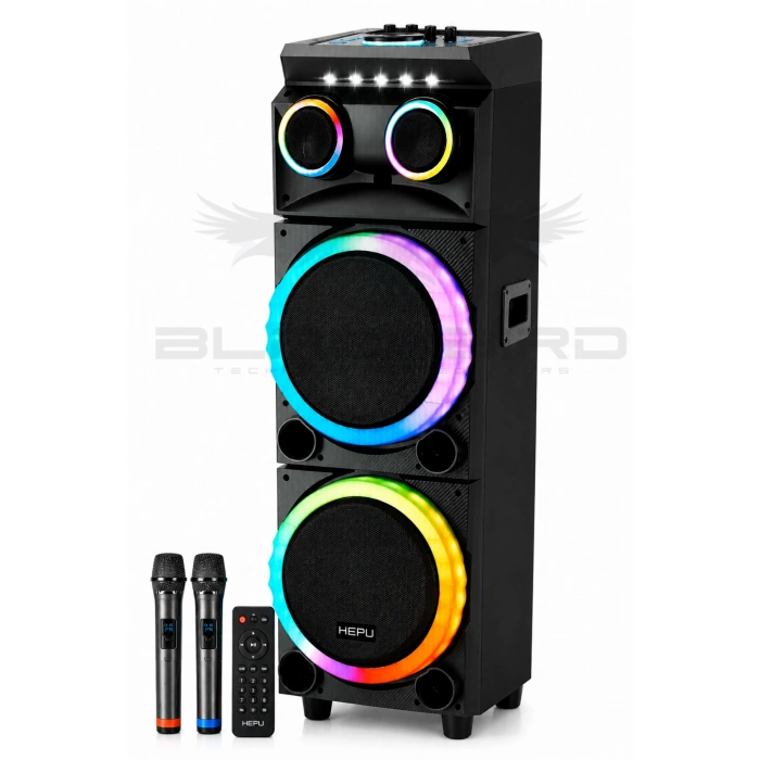 Hepu HP-930 Partybox Bluetooth Hoparlör - 80W Güç, 2x12 Speaker, Mikrofonlu Karaoke Seti