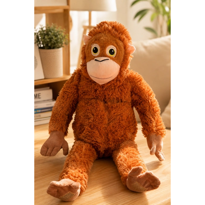 Tigoes T-Plush Pelüş Maymun  Kahverengi Sevimli Orangutan Oyuncak - 66 Cm Yumuşak Pelüş Şempanze