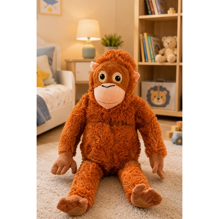 Tigoes T-Plush Pelüş Maymun  Kahverengi Sevimli Orangutan Oyuncak - 66 Cm Yumuşak Pelüş Şempanze
