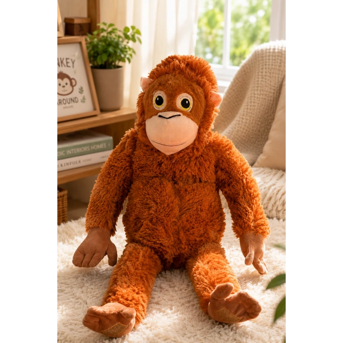 Tigoes T-Plush Pelüş Maymun  Kahverengi Sevimli Orangutan Oyuncak - 66 Cm Yumuşak Pelüş Şempanze