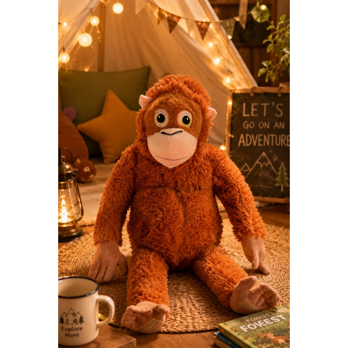 Tigoes T-Plush Pelüş Maymun  Kahverengi Sevimli Orangutan Oyuncak - 66 Cm Yumuşak Pelüş Şempanze
