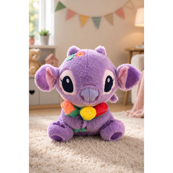 Tigoes T-Plush Çiçekli Mor Peluş Oyuncak - 30 cm Yumuşak Uyku Arkadaşı ve Hediyelik Figür