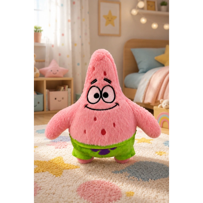 Tigoes T-Plush Patrick Star Peluş Oyuncak - 25 cm Sünger Bob Karakteri Yumuşak Figür