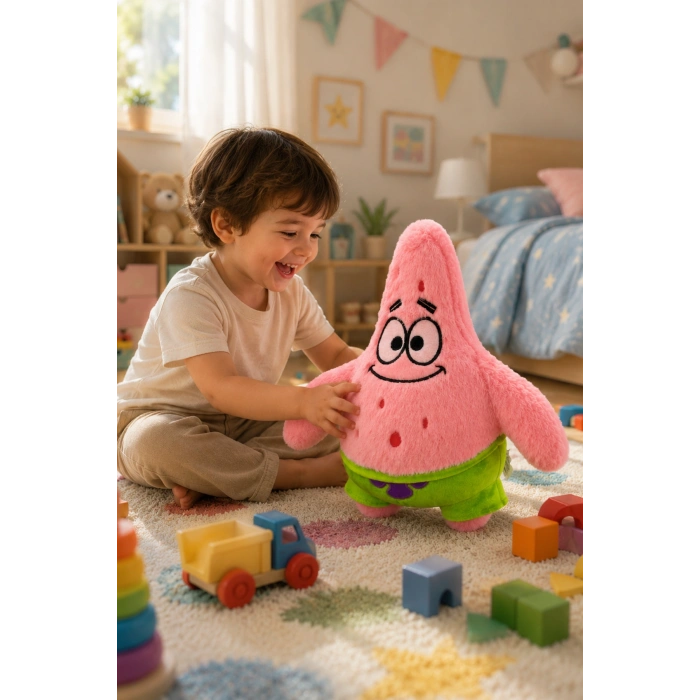 Tigoes T-Plush Patrick Star Peluş Oyuncak - 25 cm Sünger Bob Karakteri Yumuşak Figür