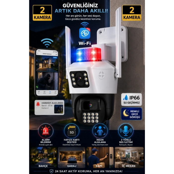 Okam Pro Okam-6015 Beyaz 6 Mp 3.5 İnç Dual Lens Wifi Ptz Kamera