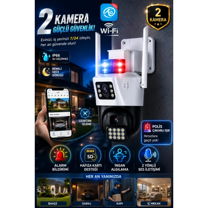 Okam Pro Okam-6015 Beyaz 6 Mp 3.5 İnç Dual Lens Wifi Ptz Kamera