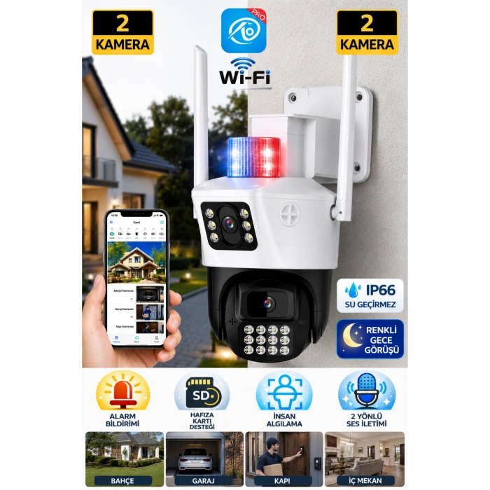 Okam Pro Okam-6015 Beyaz 6 Mp 3.5 İnç Dual Lens Wifi Ptz Kamera