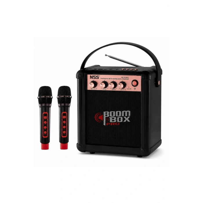 NSS NS-992MIC Boombox Pro Kablosuz Karaoke Hoparlör FM Radyo 2 Adet Mikrofon
