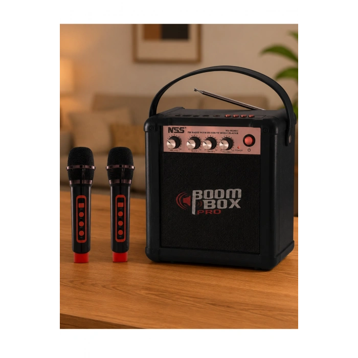 NSS NS-992MIC Boombox Pro Kablosuz Karaoke Hoparlör FM Radyo 2 Adet Mikrofon
