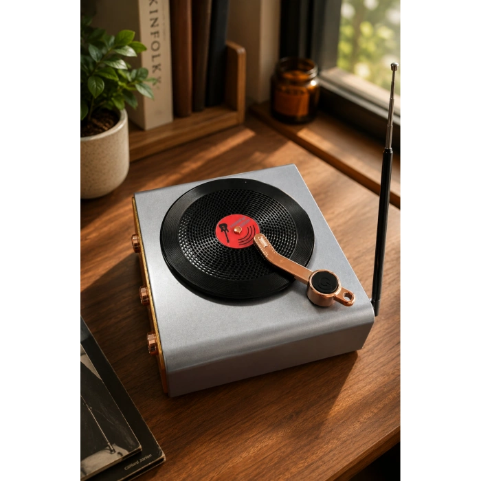 Meier MD-1217BT Gri Nostaljik Görünümlü Bluetooth Hoparlör ve 3 Bantlı Şarjlı Radyo