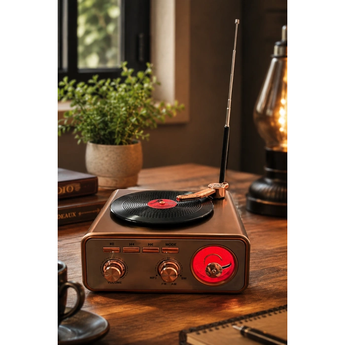 Meier MD-1217BT Kahverengi Nostaljik Görünümlü Bluetooth Hoparlör ve 3 Bantlı Şarjlı Radyo