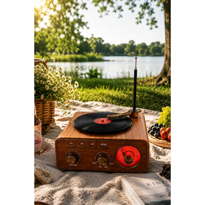 Meier MD-1317BT Nostaljik Görünümlü Bluetooth Hoparlör ve 3 Bantlı Şarjlı Radyo