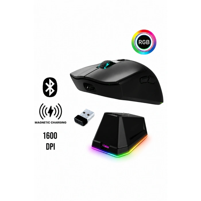 Jedel WD157 1600 DPI Bluetooth + 2.4GHz Kablosuz Oyuncu Mouse Şarj Standı Seti
