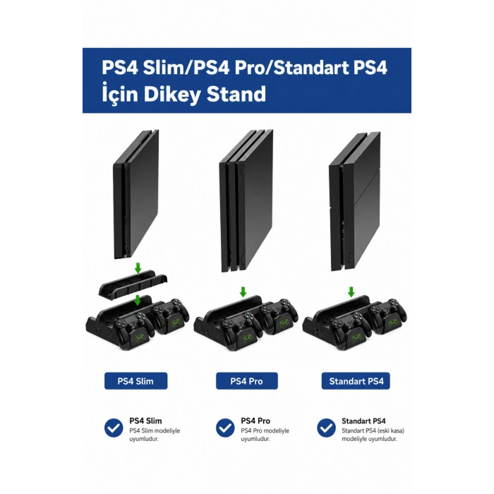 Hepu TP4-882C PS4 3 Soğutma Fanlı Stand Şarj İstasyonu For P-4/Slim/Pro