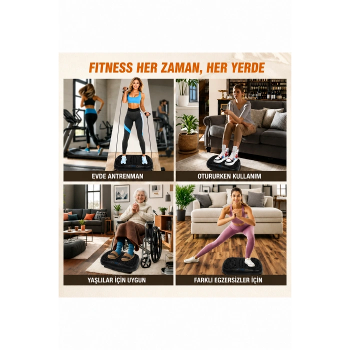 Glr 550 Siyah Güçlü Titreşimli Egzersiz Platformu Body Vibration Plate Makinesi