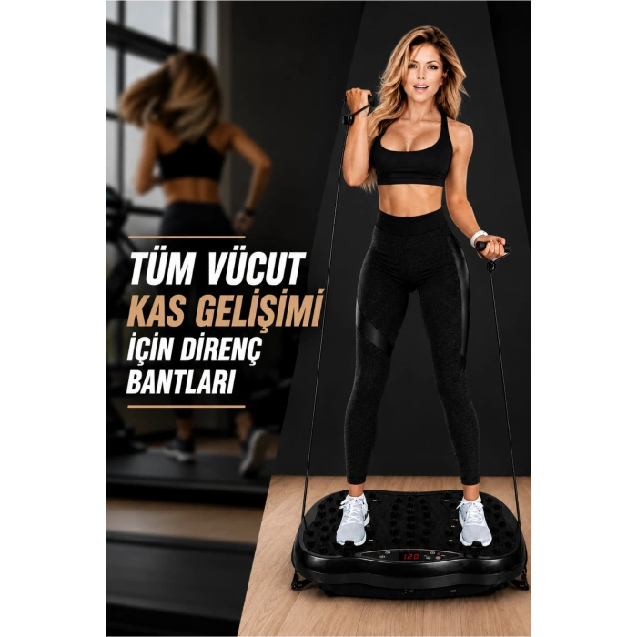 Glr 550 Siyah Güçlü Titreşimli Egzersiz Platformu Body Vibration Plate Makinesi