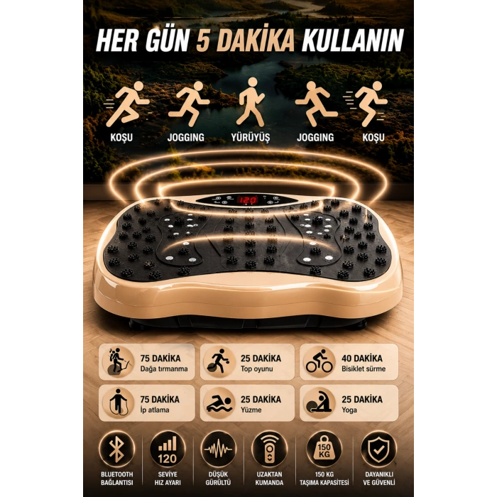 Glr 550 Gold Güçlü Titreşimli Egzersiz Platformu Body Vibration Plate Makinesi